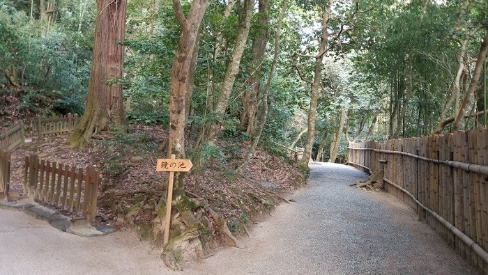 八重垣神社の鏡の池の道